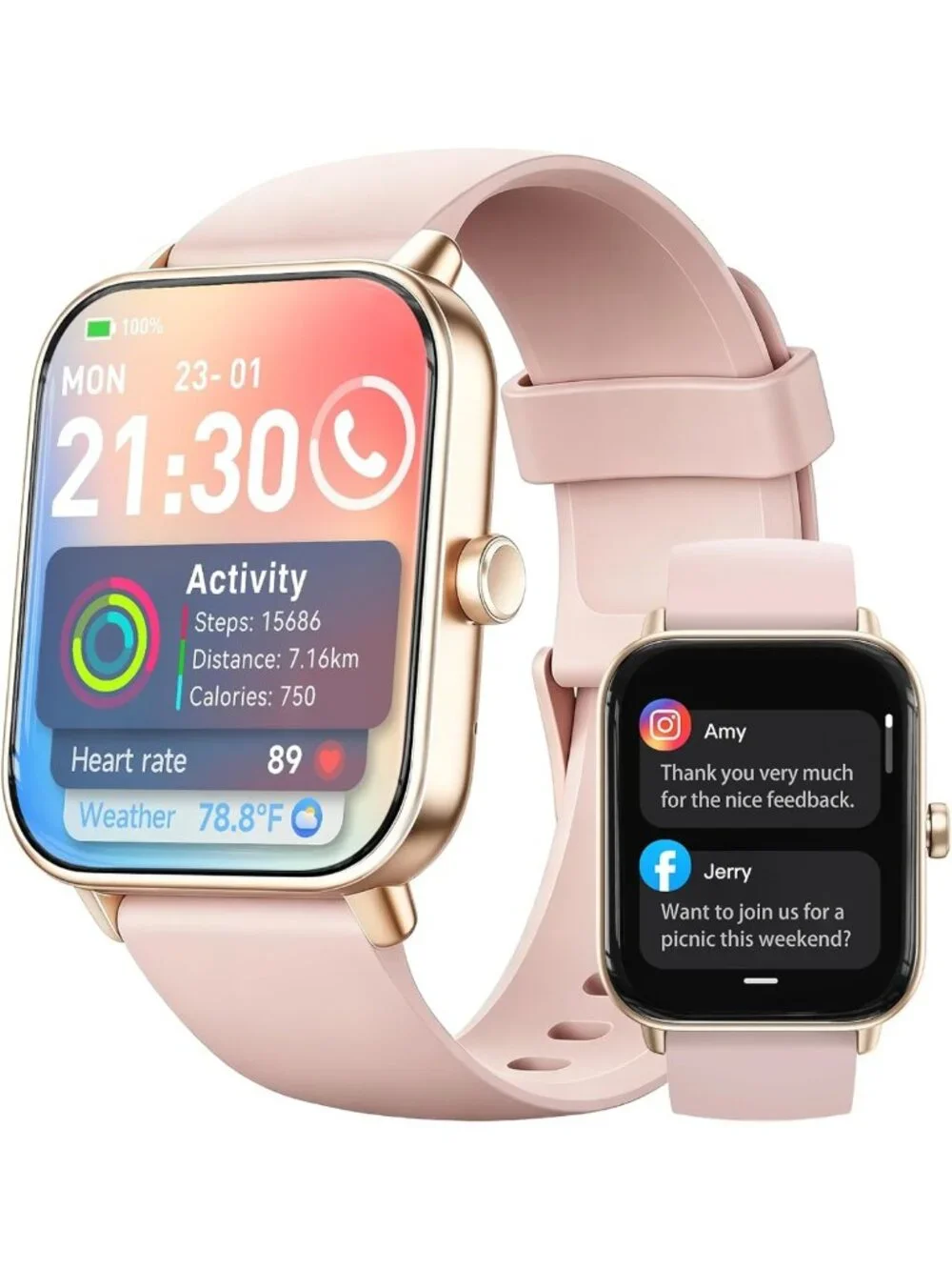 Stylish Smart Watch for Women, 1.85'' AMOLED Display, Alexa Voice Control